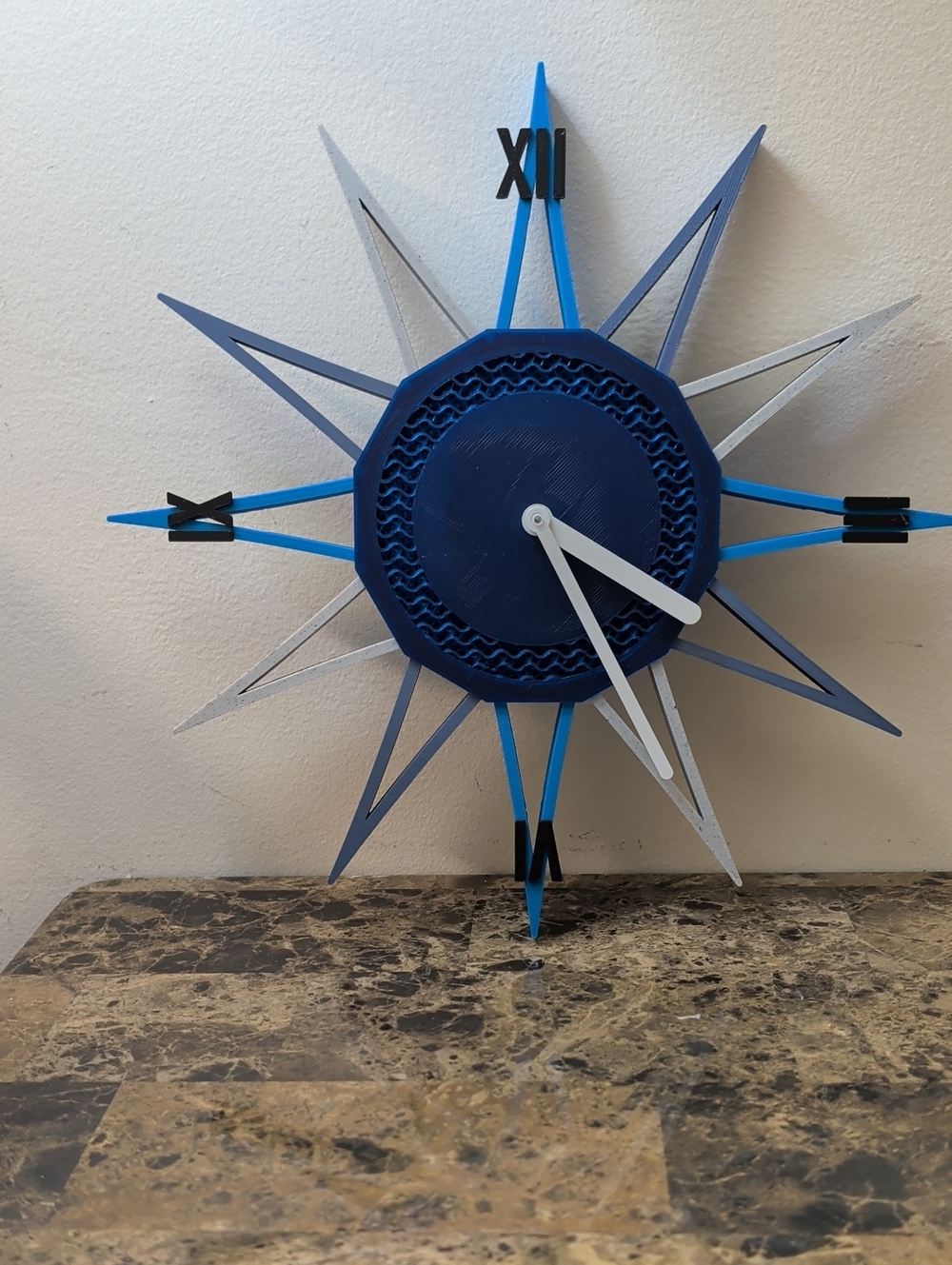 Blue Starburst Wall Clock - Modern Home Accent